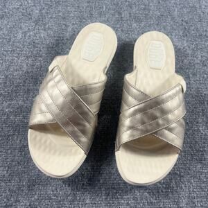 HEYDUDE Christi Slide Distressed Metallic Silver Women's 10 Sandals 41075-96V